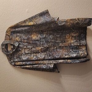 Johari West Abstract Pattern Button Down Short Sleeves Shirt A31